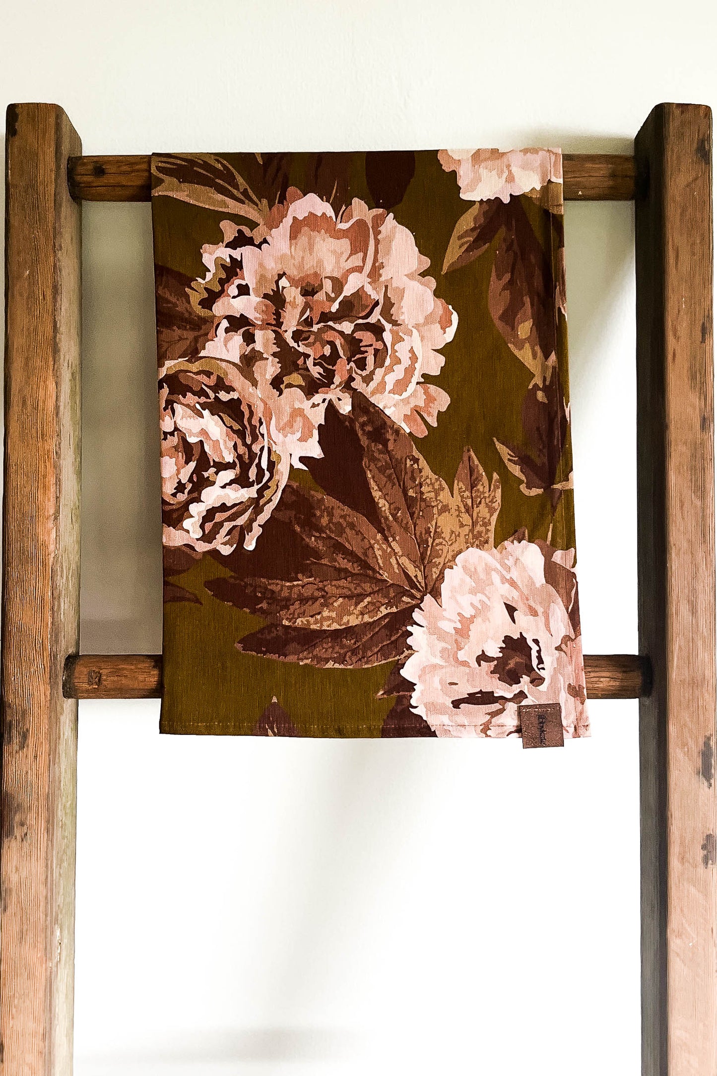 tea towel - peony old gold