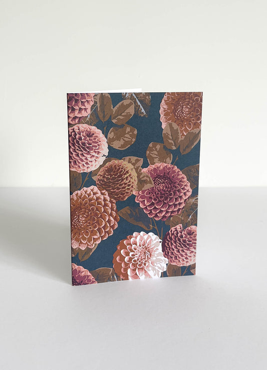 greeting card - dahlia deep teal