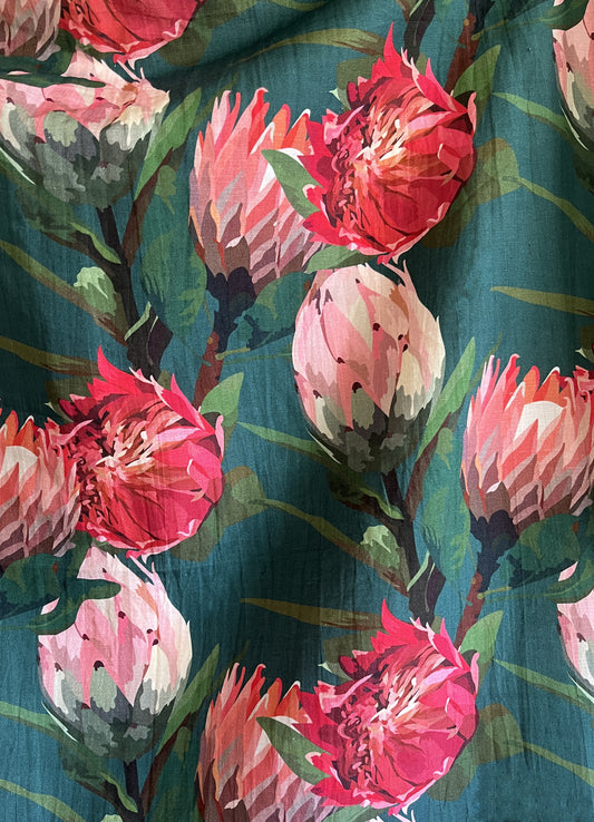 fabric by the metre - fleur teal