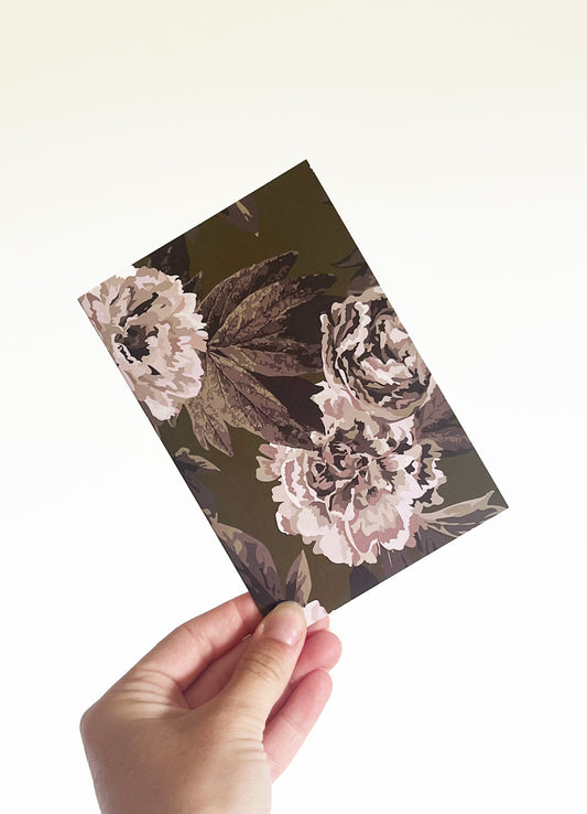 greeting card - peony old gold