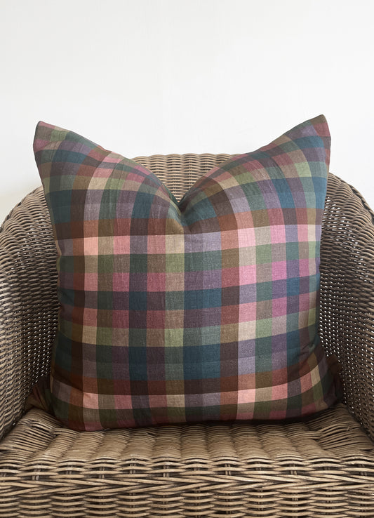 cushion cover - plaid deep teal