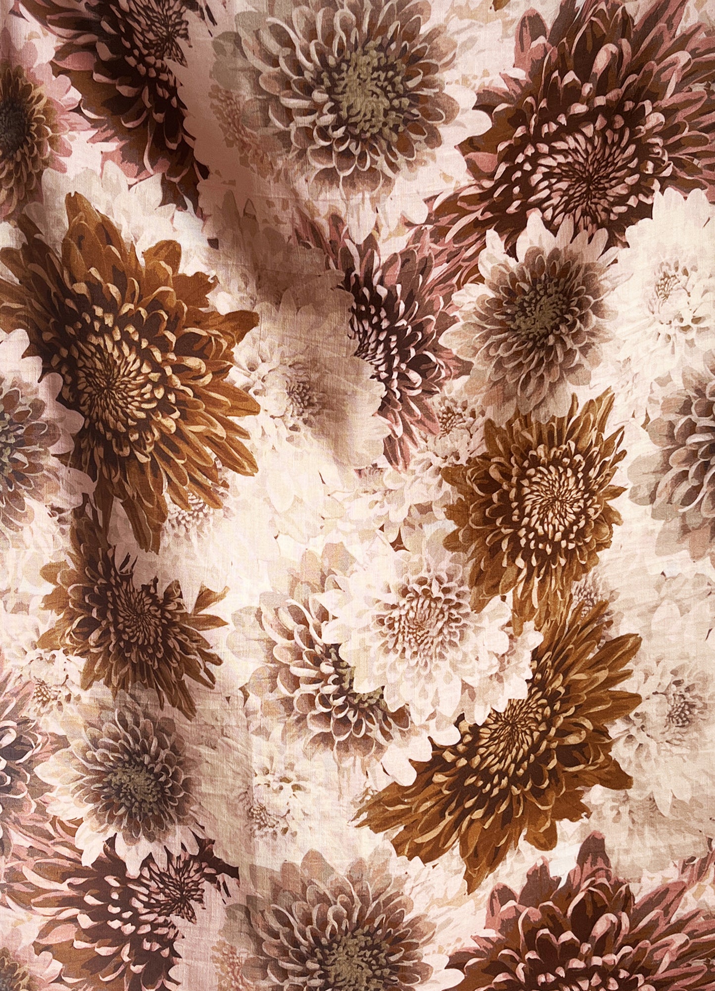 fabric by the metre - chrysanth rose gold