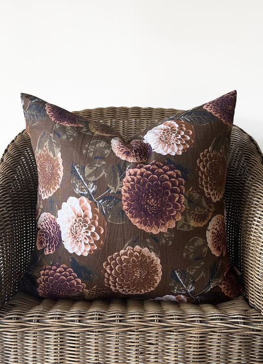 cushion cover - dahlia chocolate